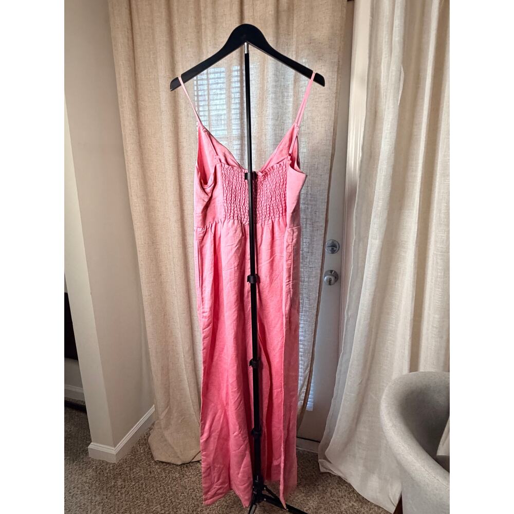 Loft pink linen blend jumpsuit NWT 12 - Picture 6 of 8